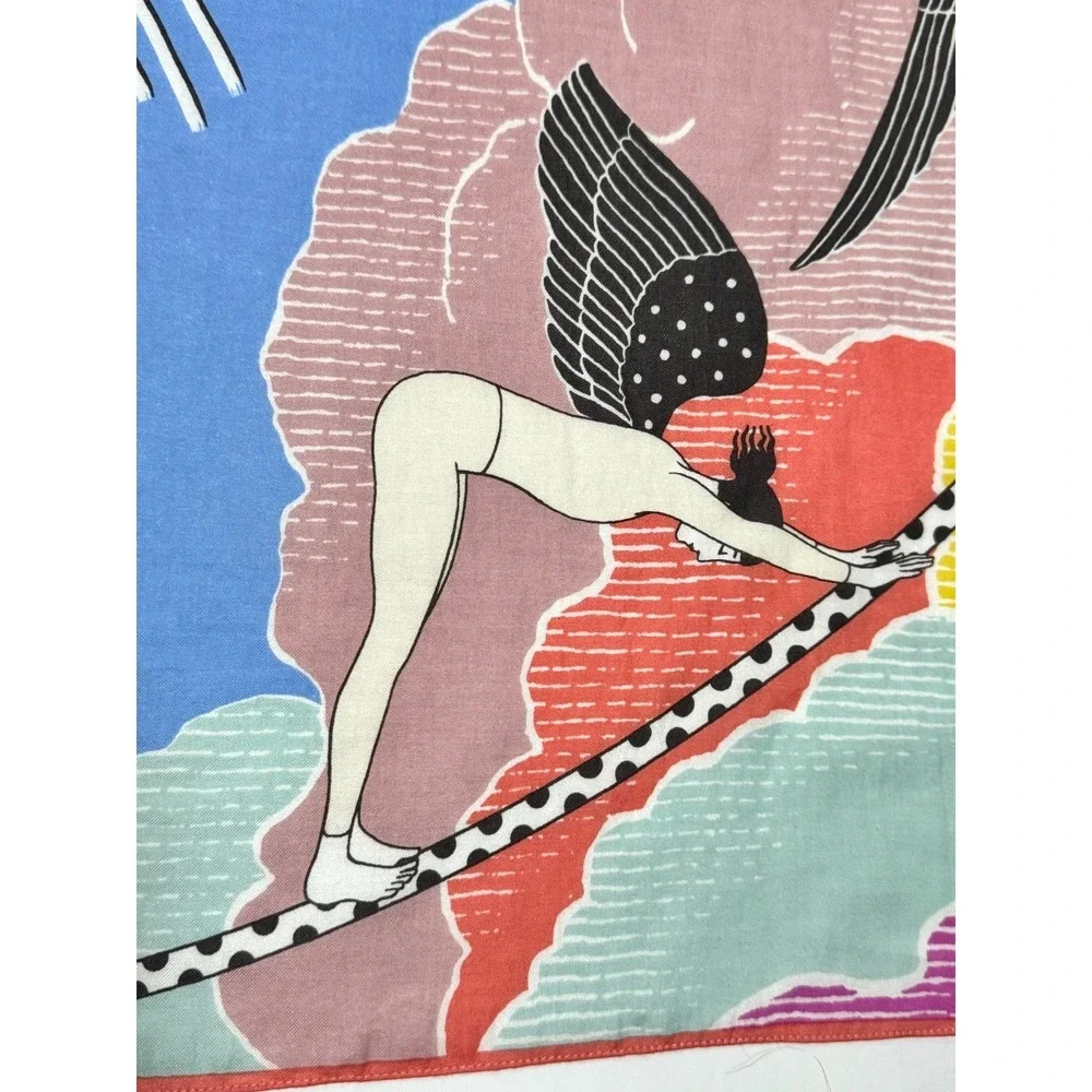 Inoui Editions Square 100 Yoga Multicolor Cotton Silk Whimsical Soft‎ Breathable